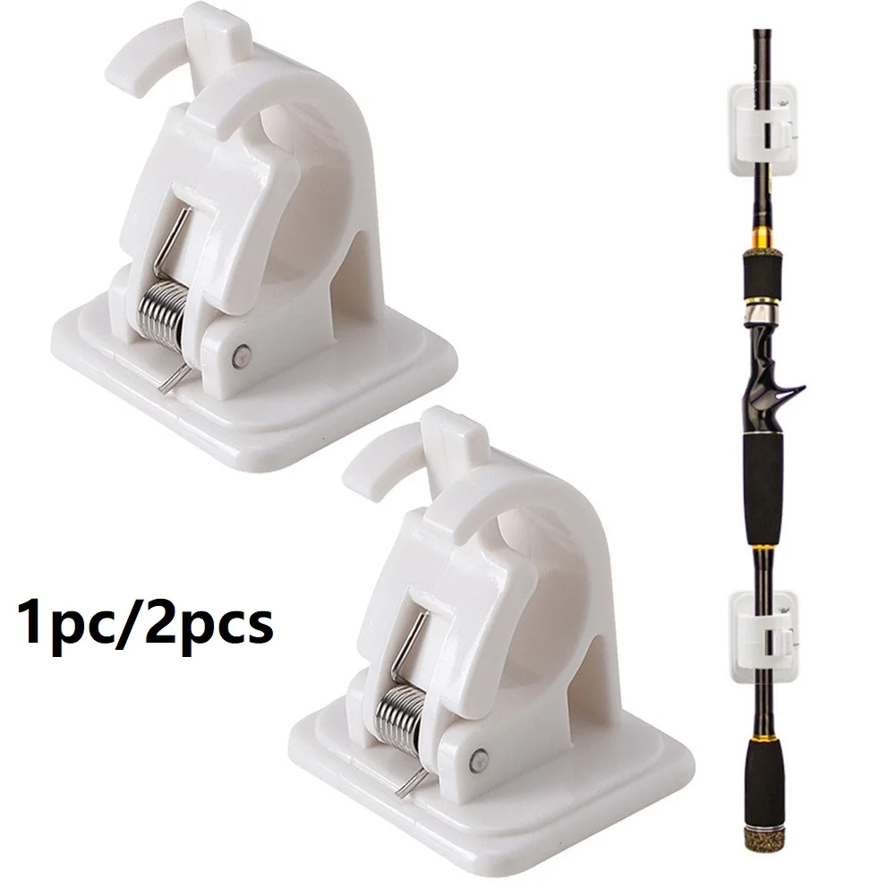 1/2pcs Wall Mounted Fishing Rod Storage Clip Clamps Holder Rack Organizer For Walls Wooden Board Ceramic Tiles Fish Tackle Pesca