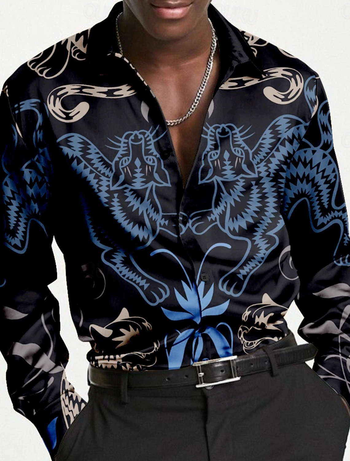 

Men's Tiger Shirt Button Shirt Long Sleeve Business Casual Party Daily Leisure Autumn Winter Spring Summer Lapel
