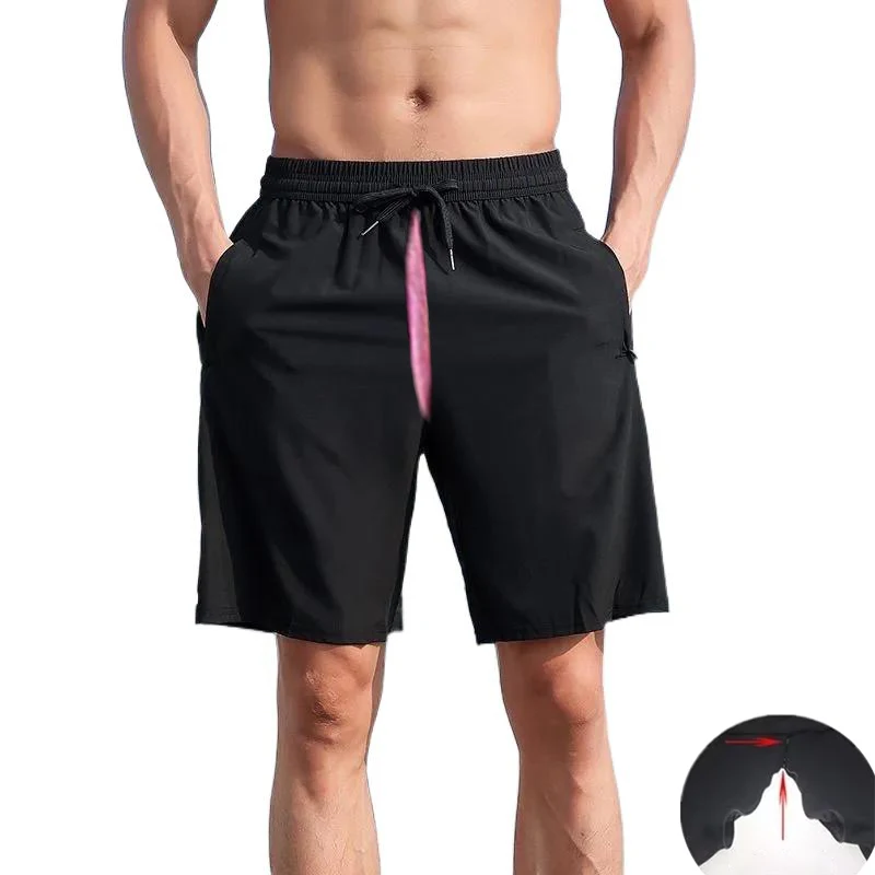 

Летние мужские шорты из ледяного шелка, спортивные свободные быстросохнущие брюки, невидимая молния с открытой промежностью, уличная одежда для сексуальных свиданий