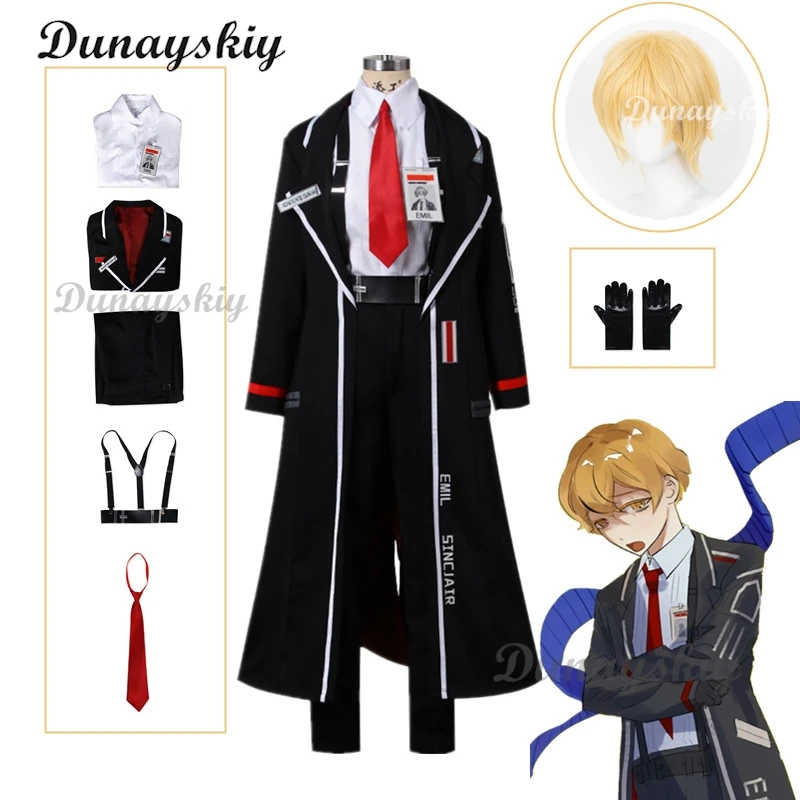 Game Limbus Bedrijf Cosplay Sinclair Kostuum Lange Jas Shirt Broek Uniform Pak Op Maat Voor Mannen Halloween Feest Outfits Pruik