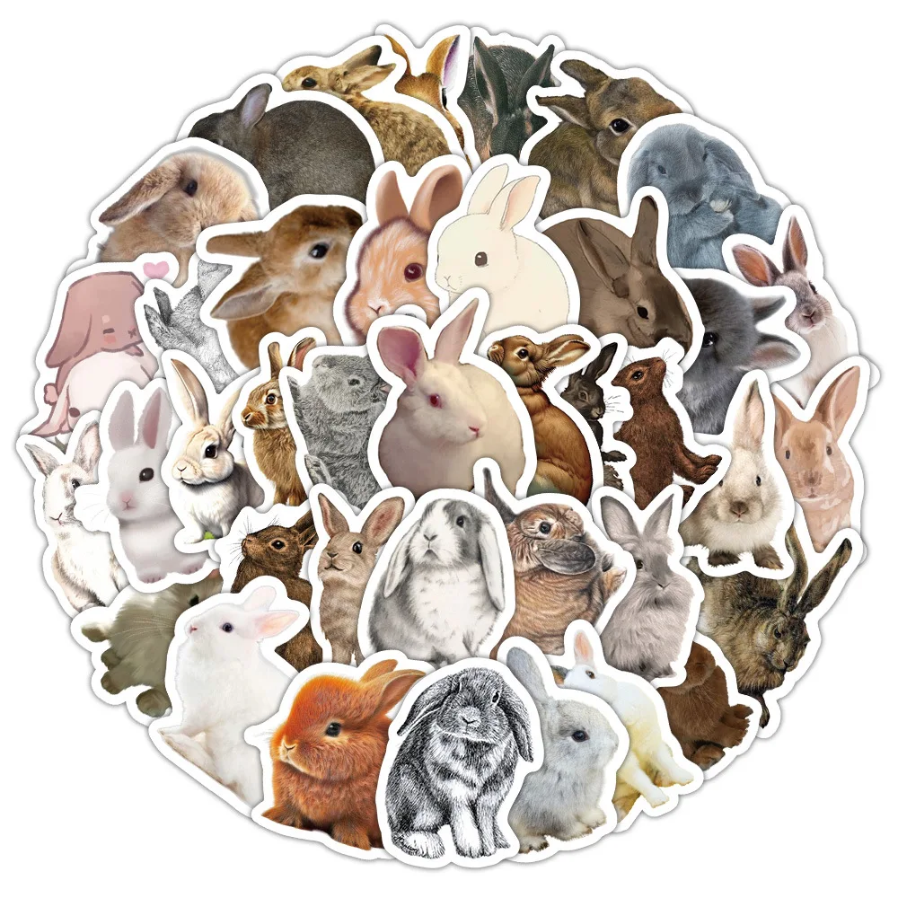 10/60Pcs Cute Cartoon Rabbit Stickers for Journal Decoration Expression Rabbit Stickers for Kids Learning Scrapbooking DIY Decor