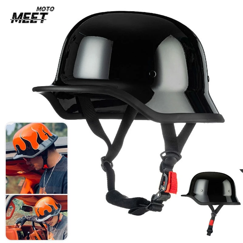 

Мотошлем в стиле немецкого солдата для Harley, ретро-полушлем, летний, с сертификацией 3C, для круизных мотоциклов