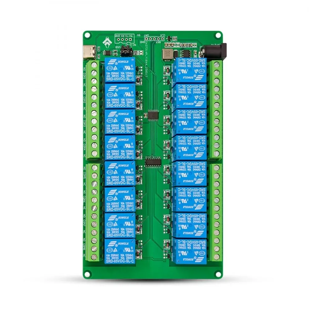 16-Channel USB Relay Module Computer Serial Port Control Switch PC Smart Controller 12V/24V Relay Board With Indicator Light