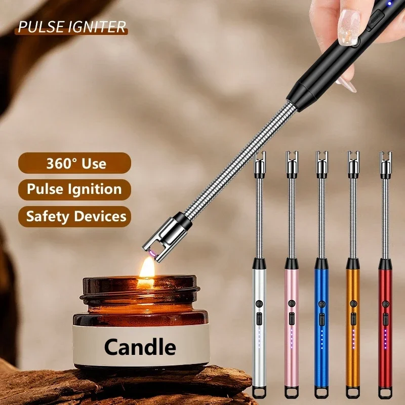 New electronic pulse igniter portable 360 ° curved hose candle aromatherapy special lighter for household kitchens