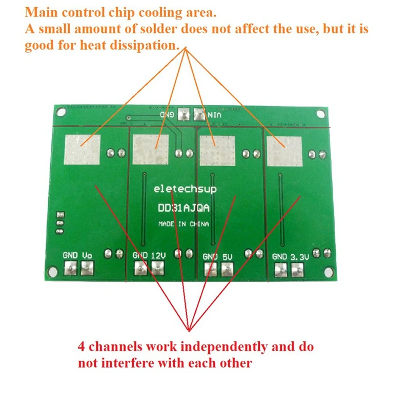 3A 4 Channels Multiple Switching Power Supply Module 3.3V 5V 12V Adjustable Output DC DC Step-Down Buck Converter Board Durable