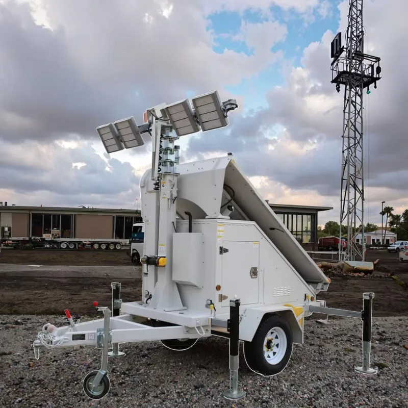 Mobile Solar Trailer Light Tower Integrated Power Storage Lighting Monitoring Multi-Functional Outdoor Site Equipment Customized