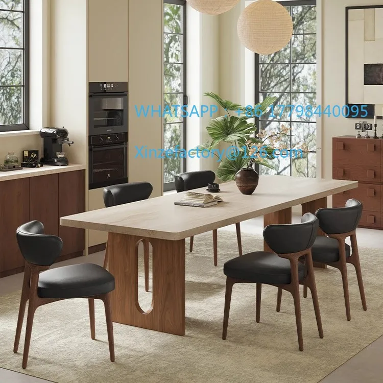 

Customizable retro dining table and chair combination home modern minimalist