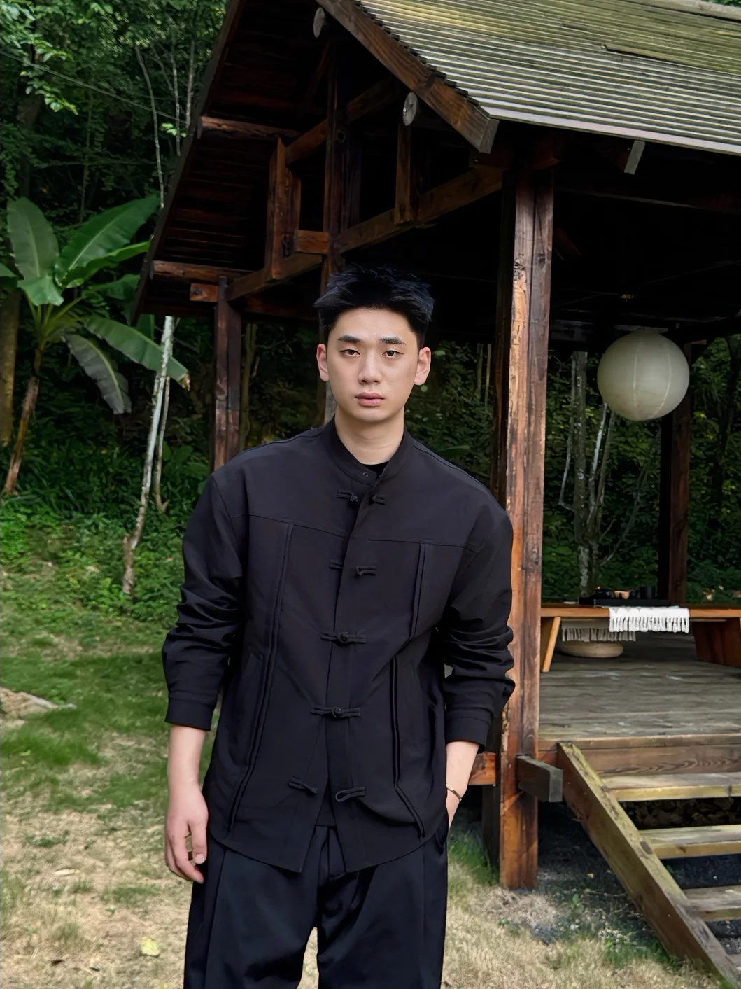 

Мужской кардиган в американском стиле, повседневный, свободного кроя, с длинными рукавами, однотонный, на пуговицах, осенний, модный, в национальном стиле