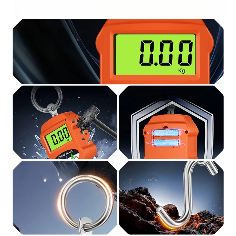 เครื่องชั่งเครนอิเล็กทรอนิกส์ 300 กก. เครื่องชั่งแบบตะขอ เครื่องชั่งเครนอิเล็กทรอนิกส์แบบพกพาสำหรับเครื่องมือวัดทดสอบ อุปกรณ์เสริม