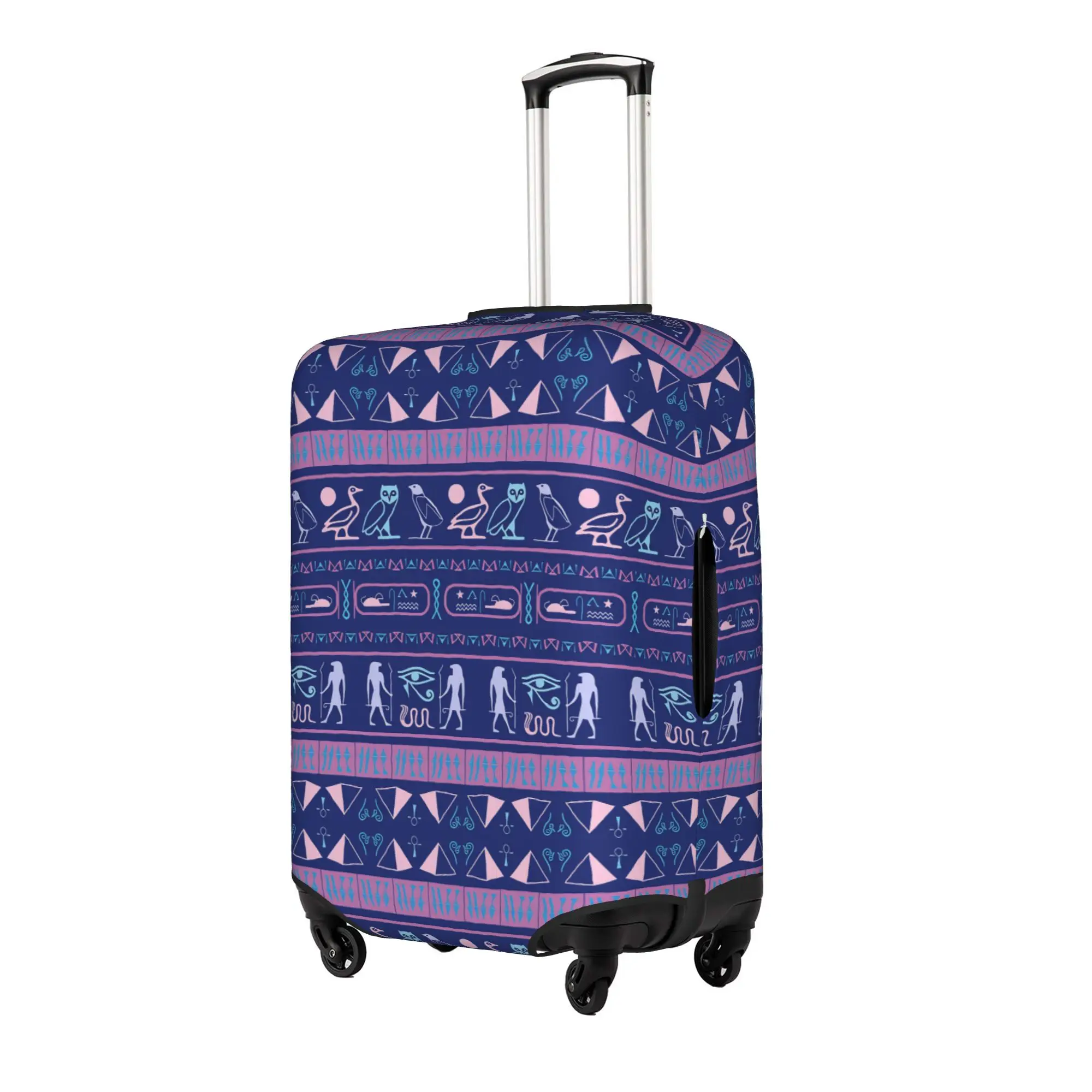 Hieroglyphs Egyptian Pyramids Luggage Cover Protector Cute Ankh Eye of Horus Travel Suitcase Protective Cover for 18-32 Inch