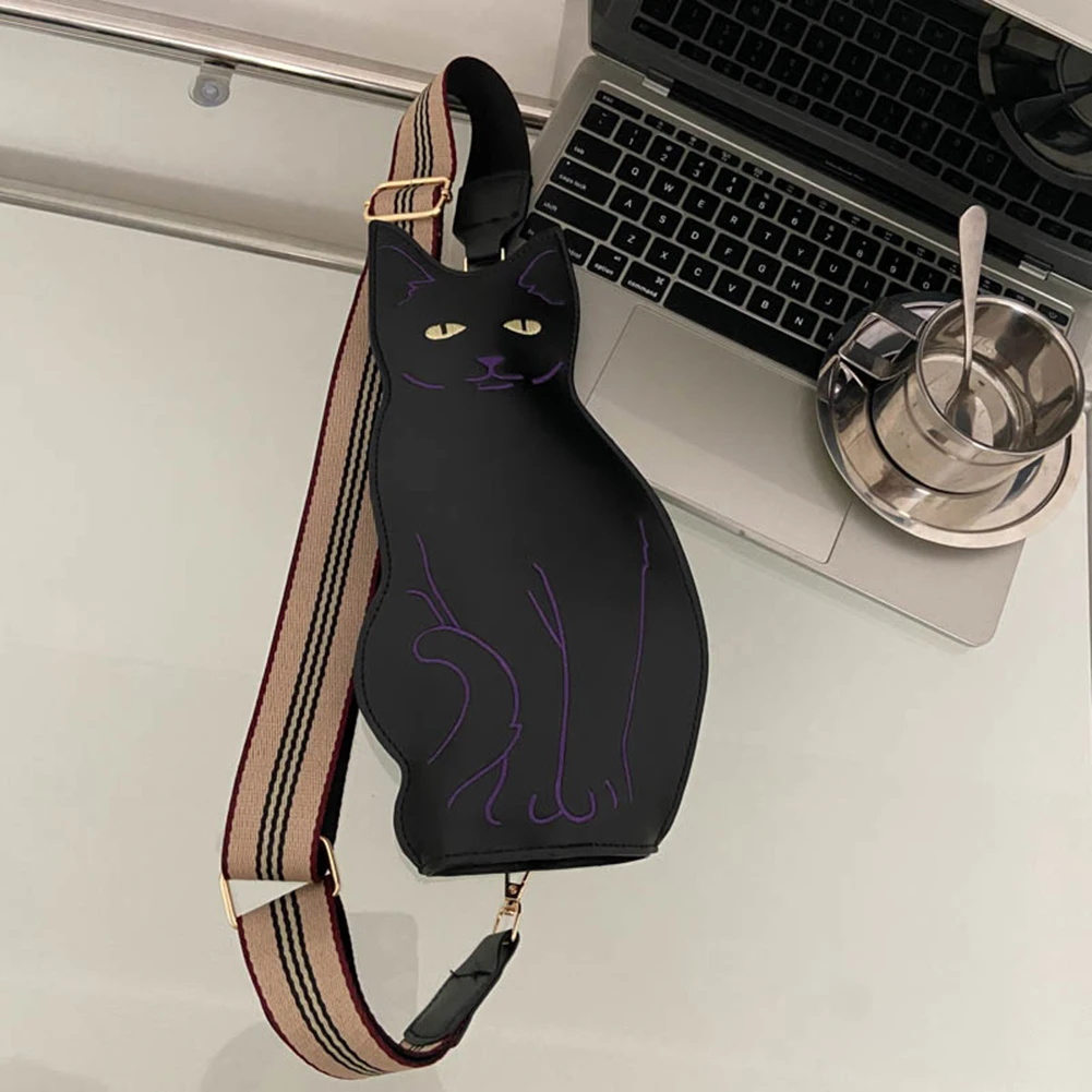 PU Sports Fanny Pack Cute Cat Shape Ladies Waist Bag Fashion Zipper Simple Adjustable Shoulder Strap Waterproof Shopping Travel