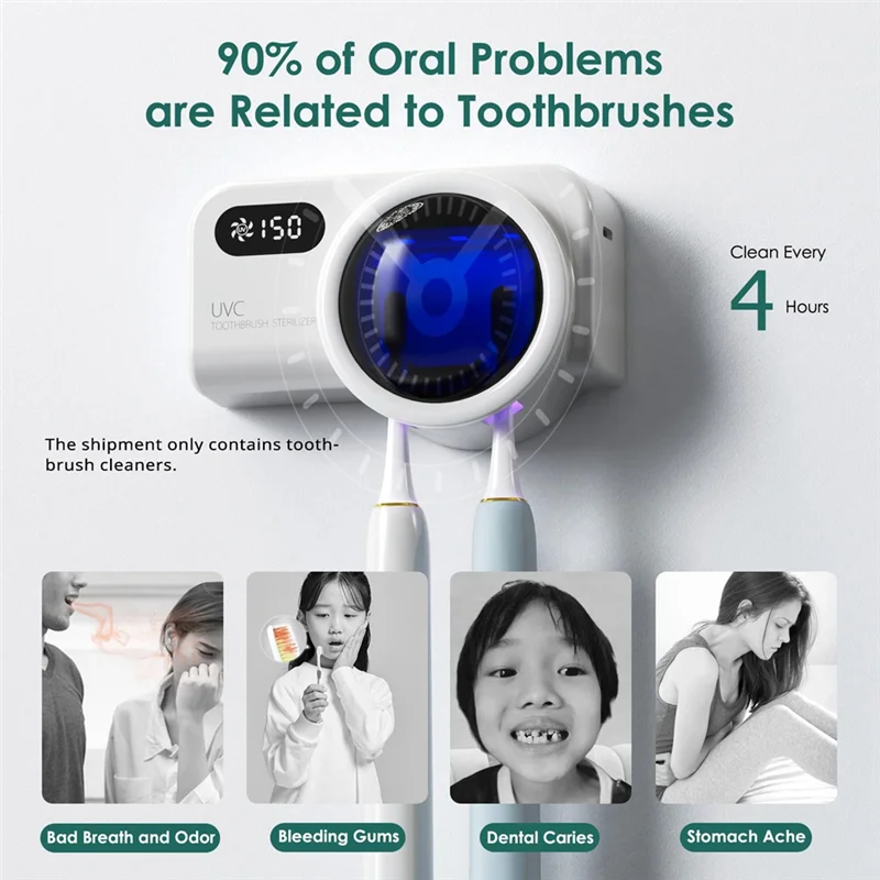 ABUU-حامل فرشاة أسنان قابل لإعادة الشحن مثبت على الحائط لجميع الفرش اليدوية الكهربائية والتنظيف وتجفيف الهواء