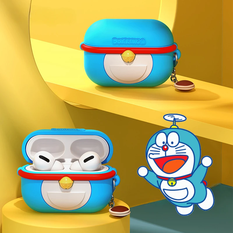 

Doraemon Earphone Case for Airpods Pro Pro2 3 4 Wireless Bluetooth Headphone Cover Anime Protective Shell Ornament Pendant Gift