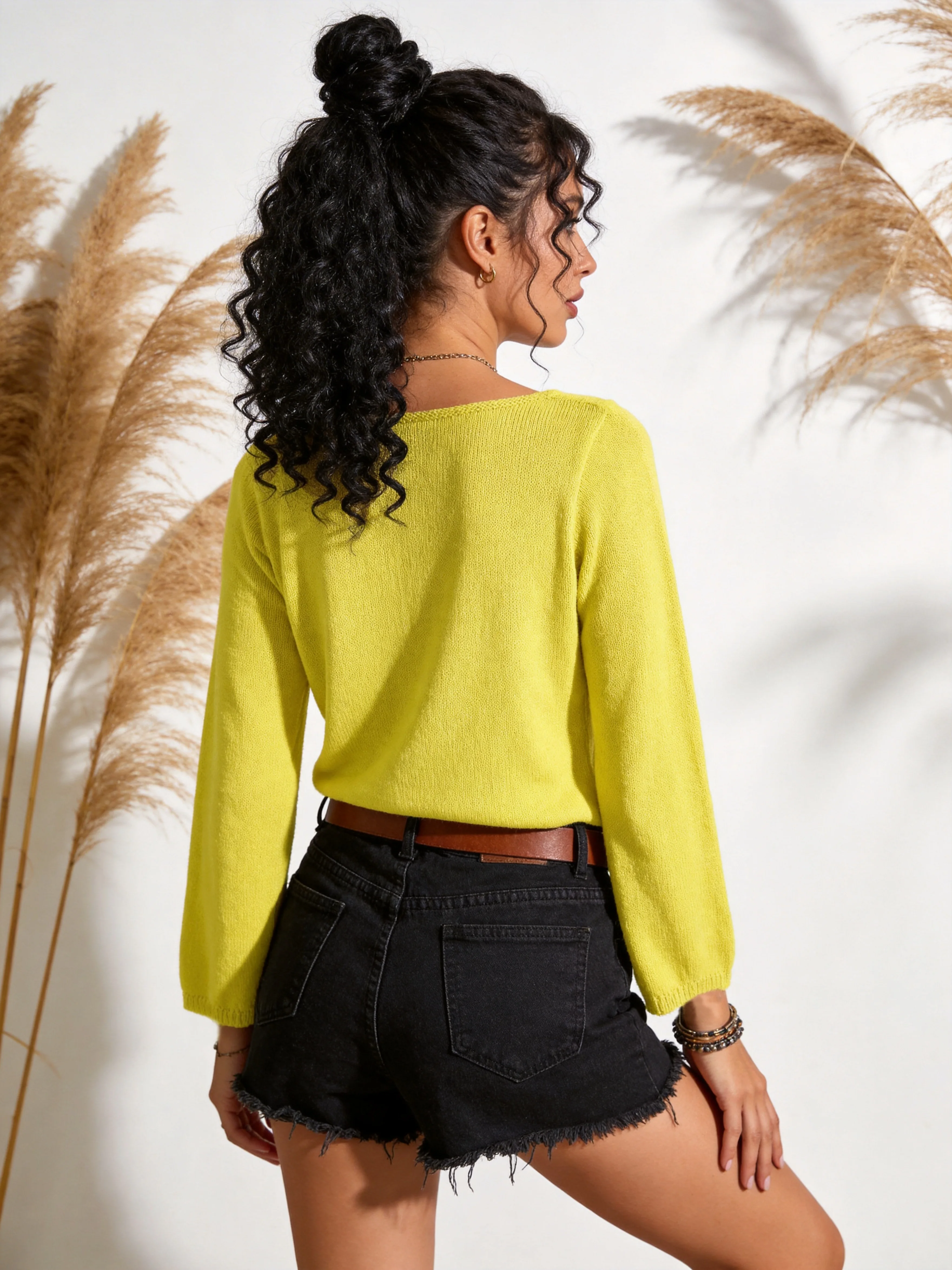 Casual Women's Crew Neck Knit Long Sleeve Pullover, Perfect Choice for Spring and Autumn Outings