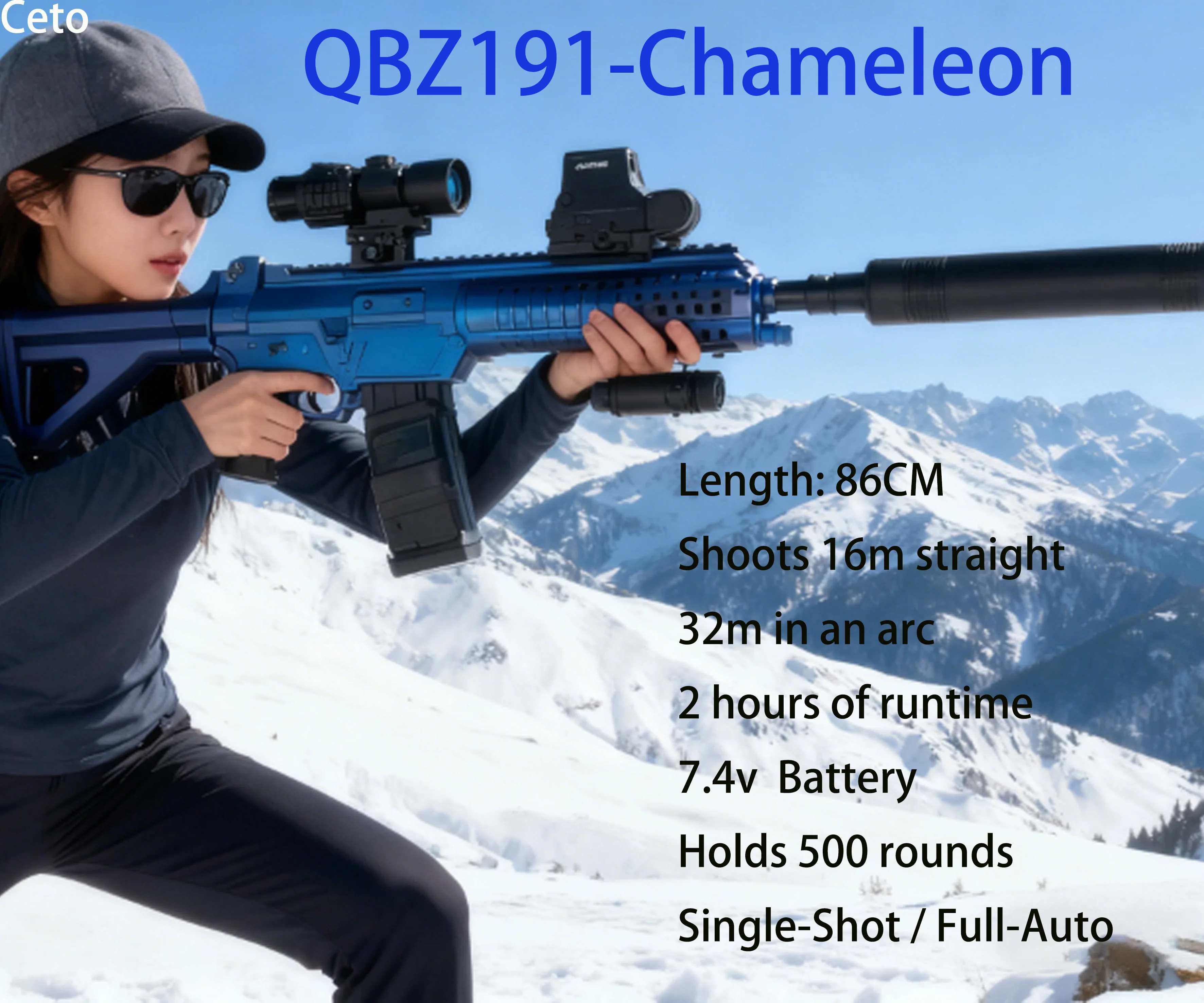 مسدس جل Chameleon M416، مسدس كرة جل كهربائي أوتوماتيكي كامل عالي الأداء مع نطاق 18 مترًا لقتال الفريق الخارجي