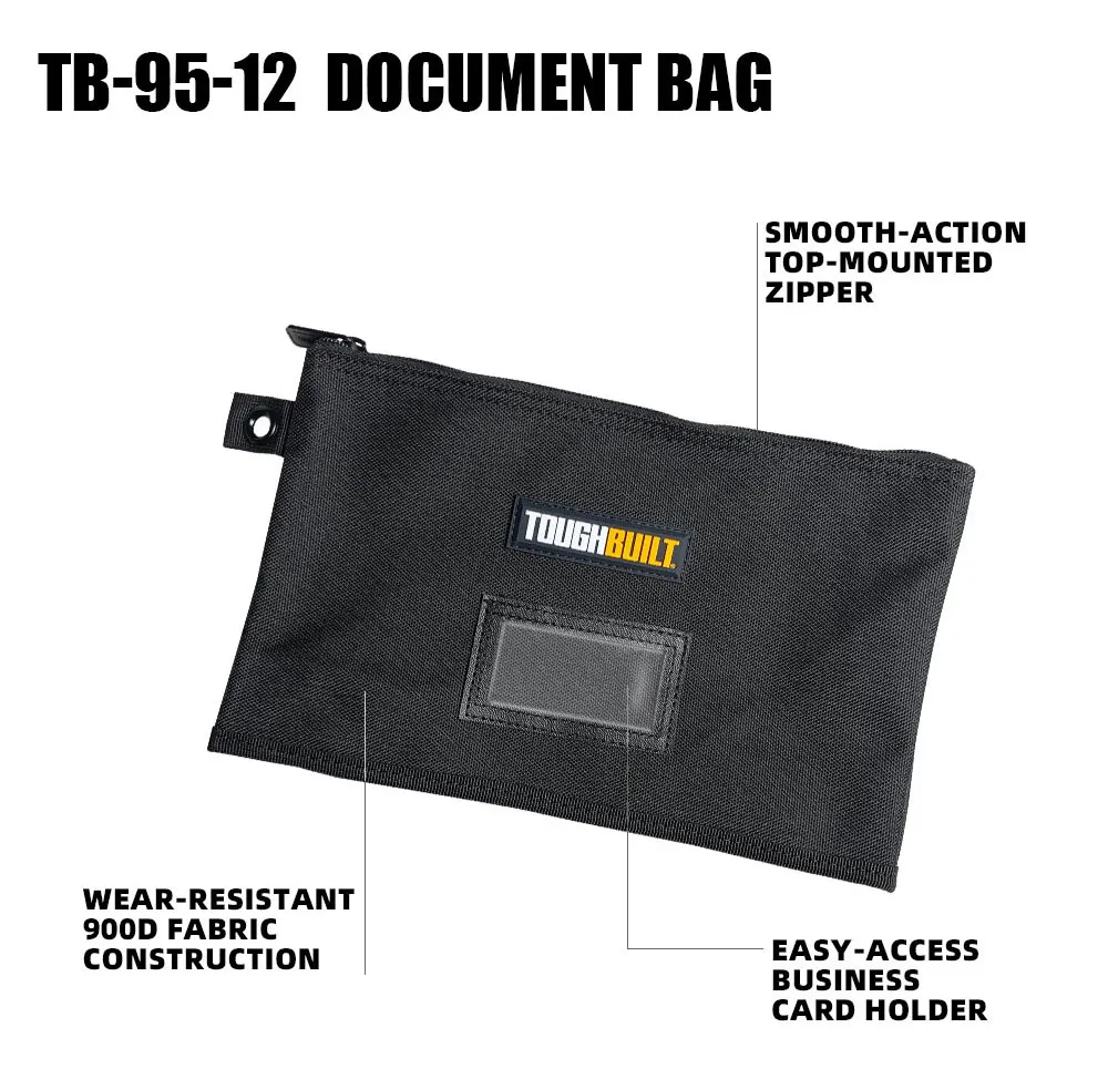 TOUGHBUILT Reißverschluss-Dokumententasche Verschleißfeste Stoff-Werkzeugtasche TB-95-12 – Detail 2