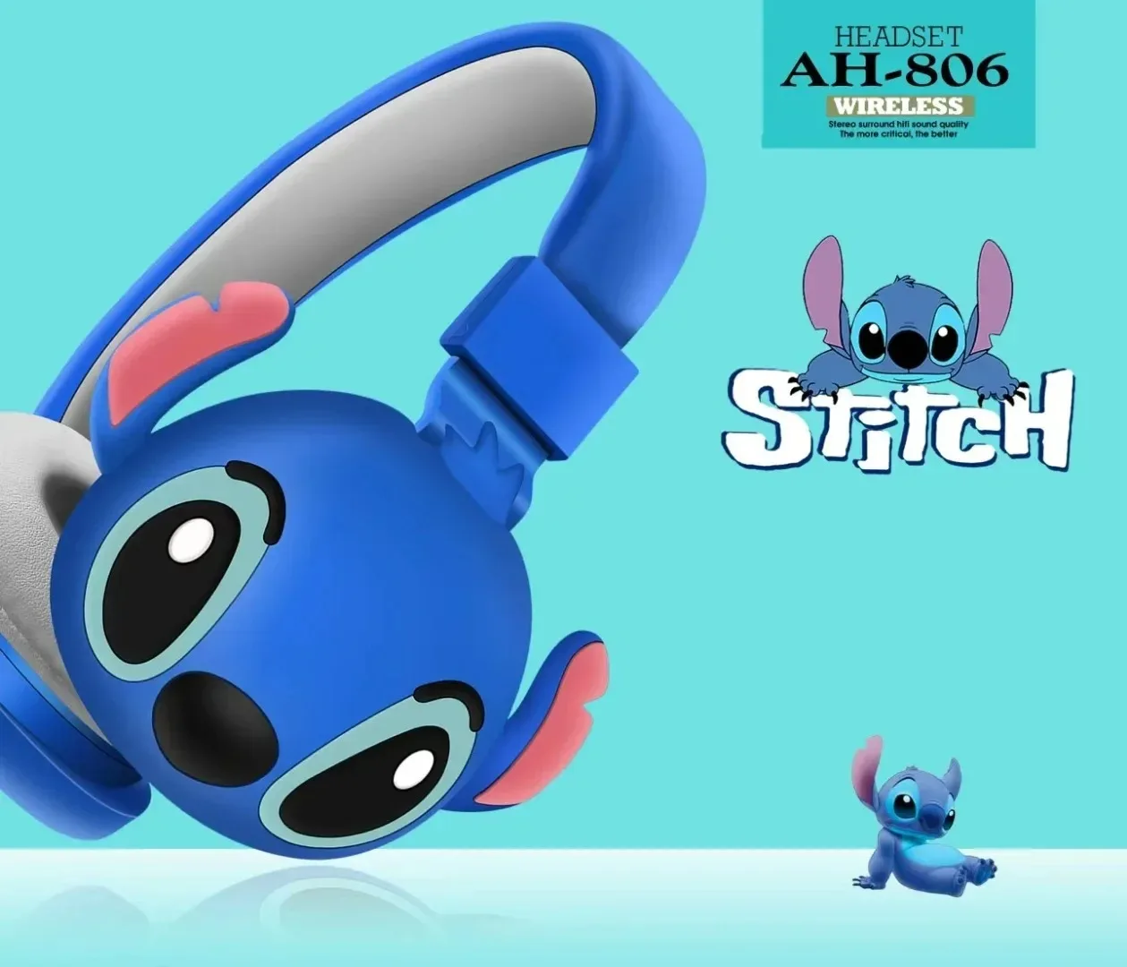 Disney AH-806 Wireless Bluetooth Headphones HIFI Sound Stereo Foldable Headphones with Microphone for Kids Anime Cartoon