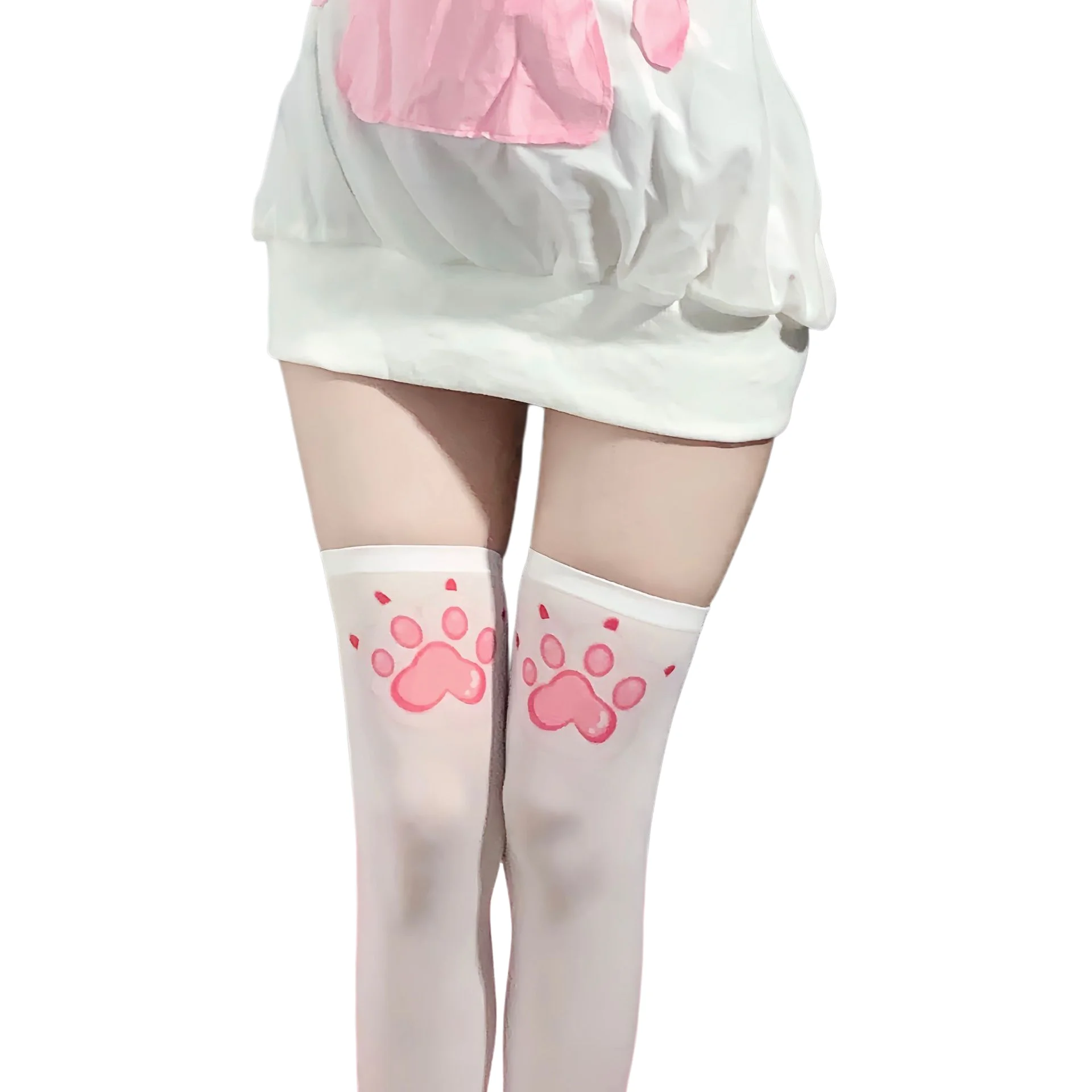 Nuevas Medias con Diseño de Garras de Gato, Medias Blancas por Encima de la Rodilla con Diseño de Garras de Gato, Medias Sexys para Mujer