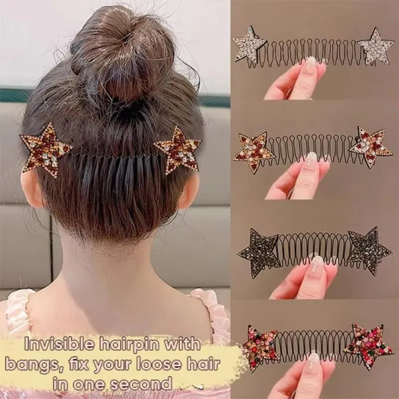 

Star Rhinestone Broken Hair Comb Hair Invisible Back of the Head Hair Plate Portable Girls' Hairpin Insert Comb