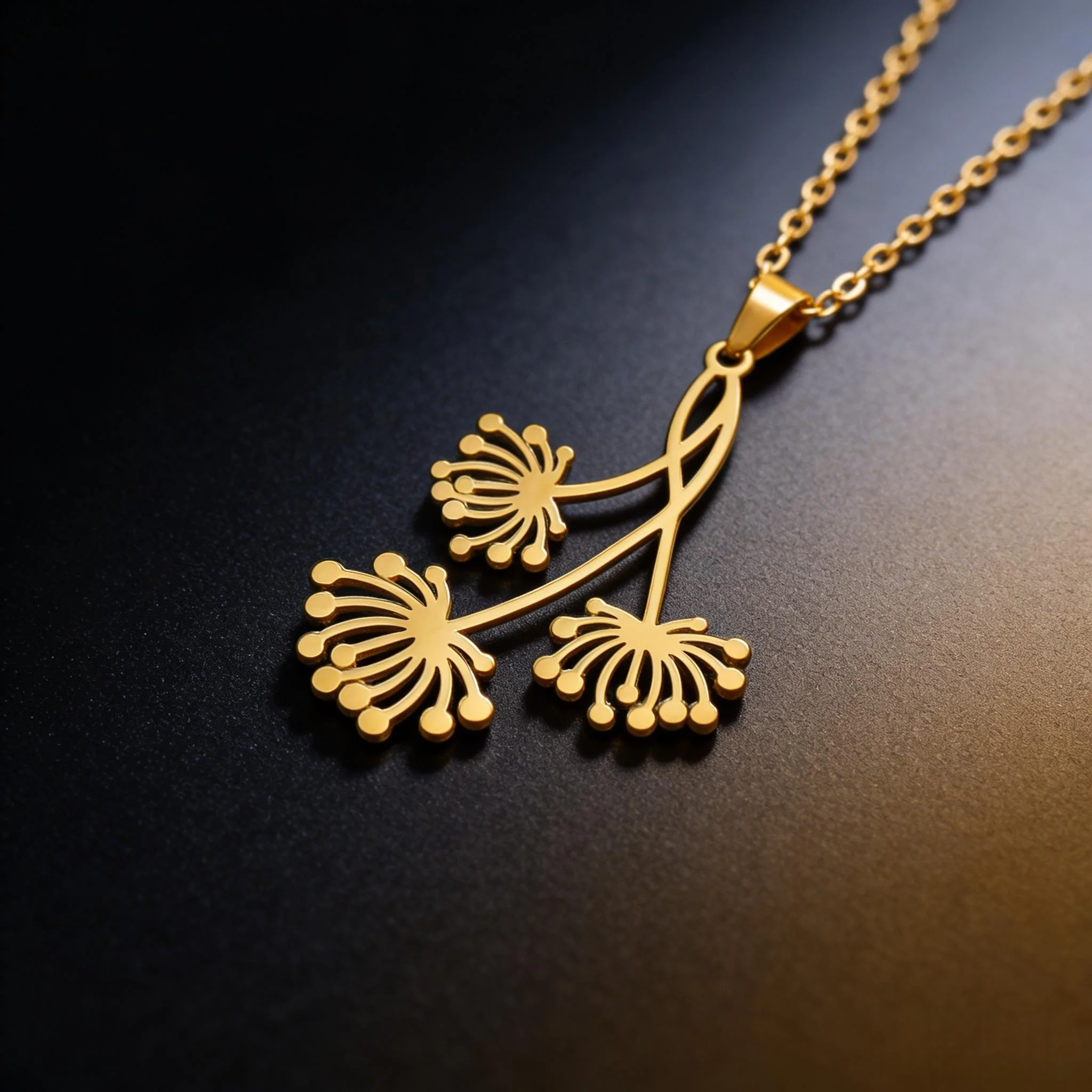 Löwenzahn-Blumen-Anhänger-Halskette, minimalistischer Pflanzenschmuck aus Edelstahl, zarte Kette, Geschenk für Frauen und Naturliebhaber