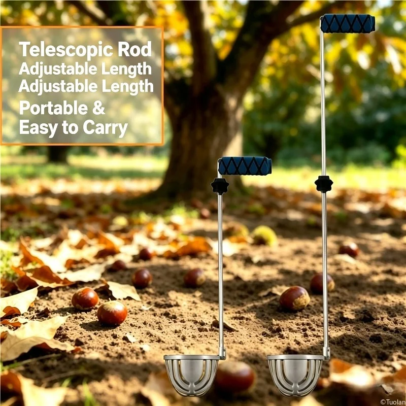 Chestnut Picker, Stainless Steel Telescopic Fruit Picker, Nut Collector, Agricultural Fruit Picking Clip