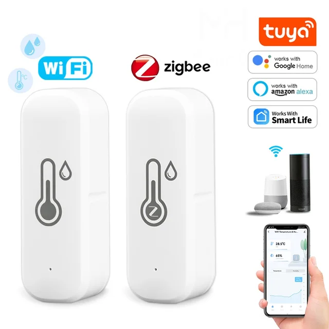 Tuya Zigbee/Wifi inteligentny czujnik temperatury i wilgotności termometr zasilany z baterii aplikacja inteligentne bezpieczeństwo w domu praca z Google Home