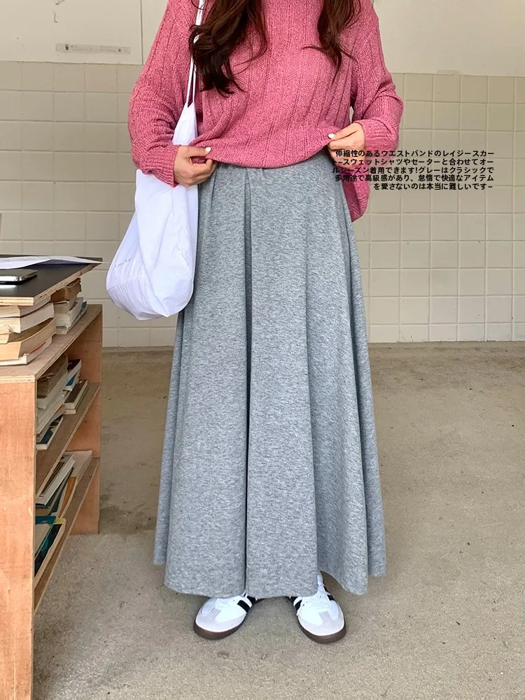 

Loose Women's Midi Skirt Drapey ey Autumn New Sle Big Size Covering Hip Fat MM Small Figure f-length Skirt for Women