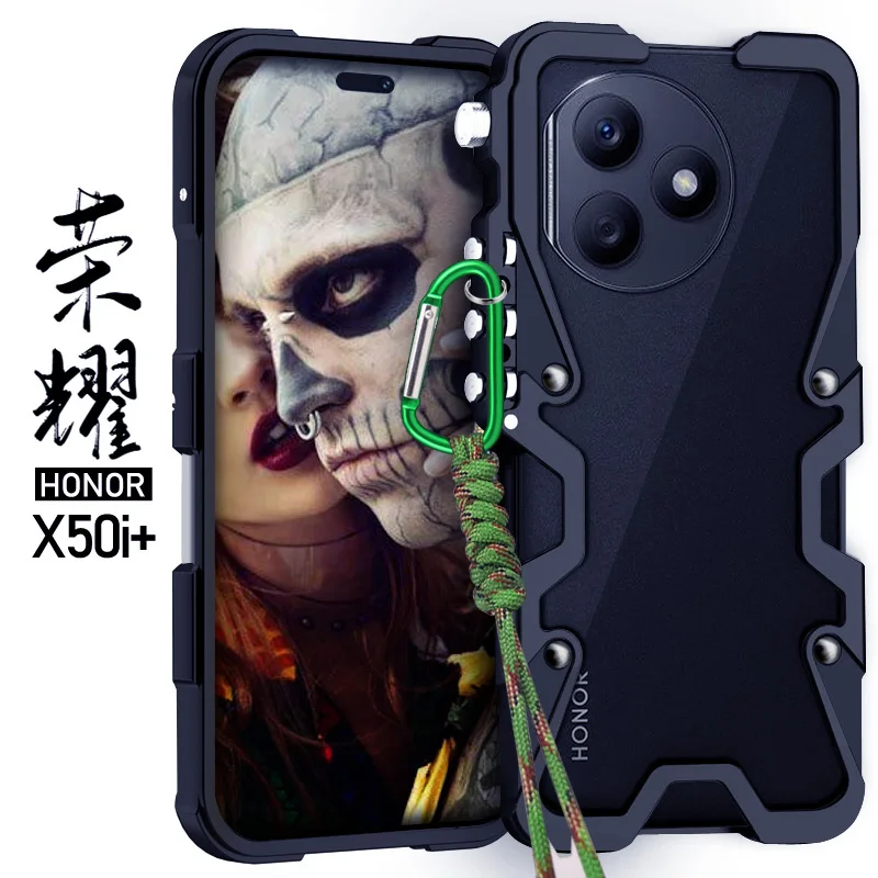 

Luxury aluminum alloy hollow heat dissipation Back Cover For Honor X50i Military shockproof Phone Case For Honor X50i+