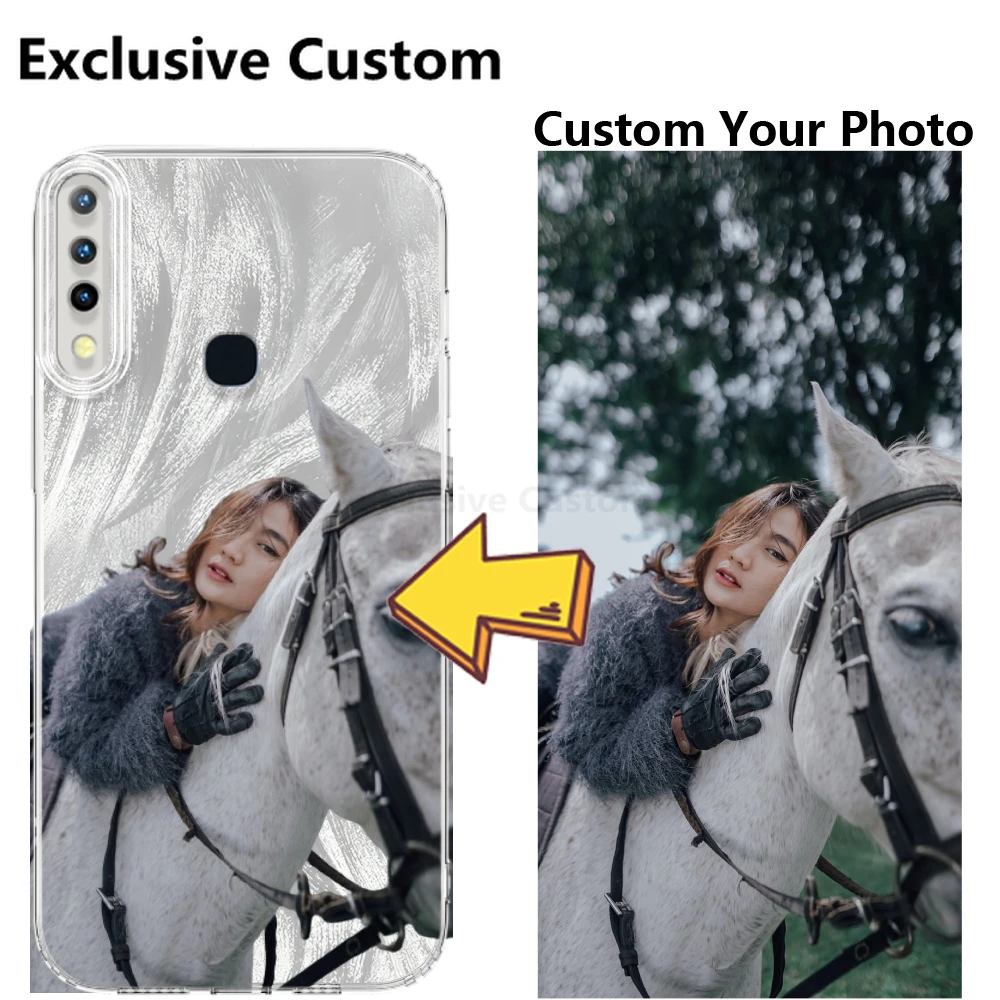 Exclusive Custom Feather TPU Phone Case for VIVO Y36 Y29 Y28 Y27 Y51 Y100 Y50 Y17 Y93 5G DIY Cover Customized Design Name Photo