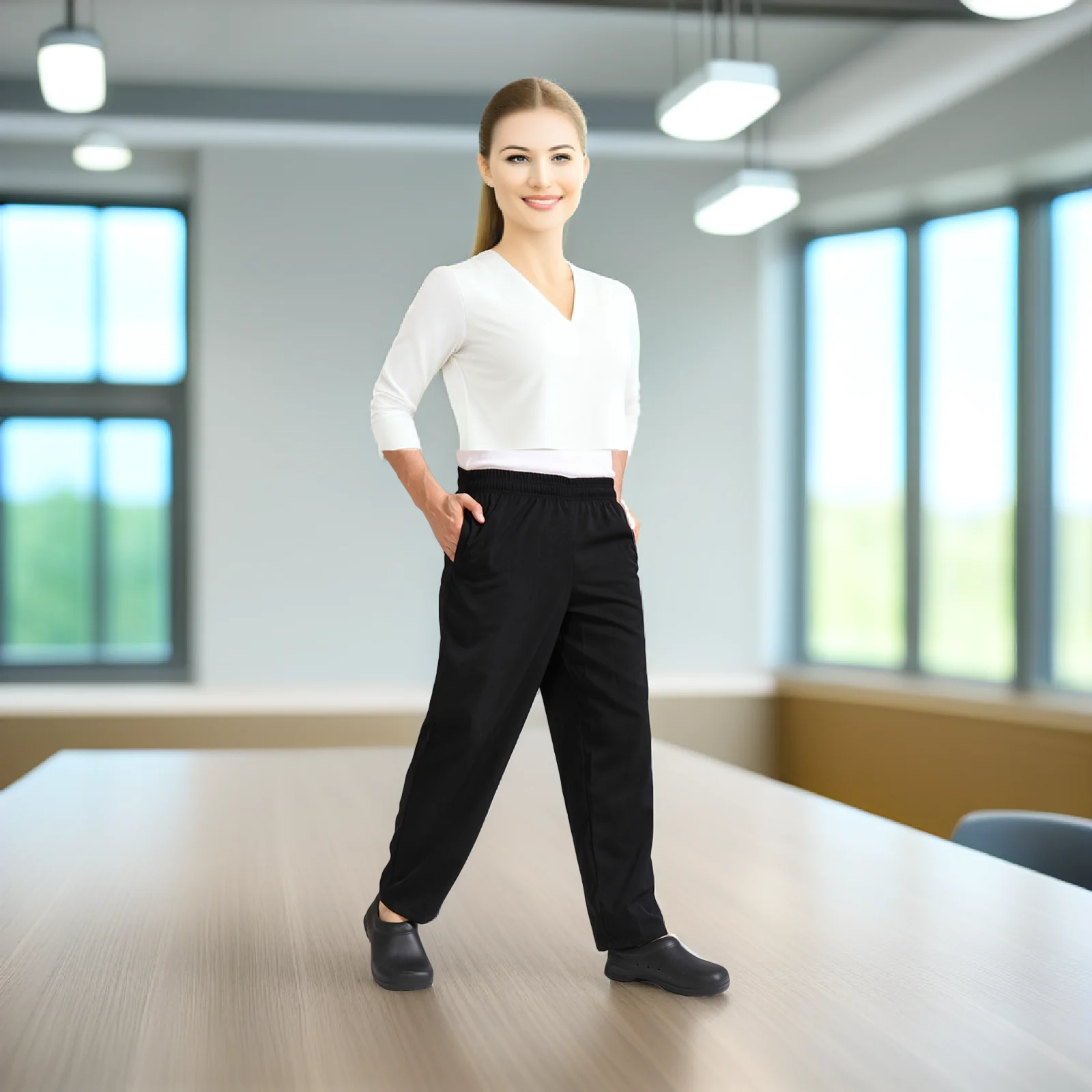 

Breathable Chef Pants Black Loose Pants Canteen Uniform Kitchen Supplies Chef Costume Working Clothes For Men Women