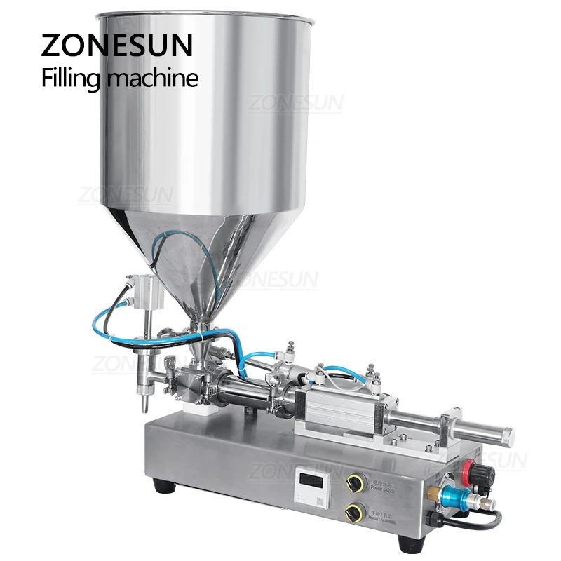 ZONESUN Paste Filling Machine Pneumatic Moisturizer Small Dose Cream Filler Cosmetic Honey Bottle With Ceramic Cylinder