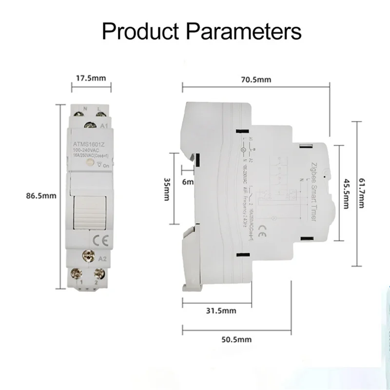 6X Tuya Smart Life Zigbee Circuit Breaker Din Rail 1P Single Pole Dry Contact Timer รีเลย์ App รีโมทคอนโทรลสมาร์ทจับเวลา
