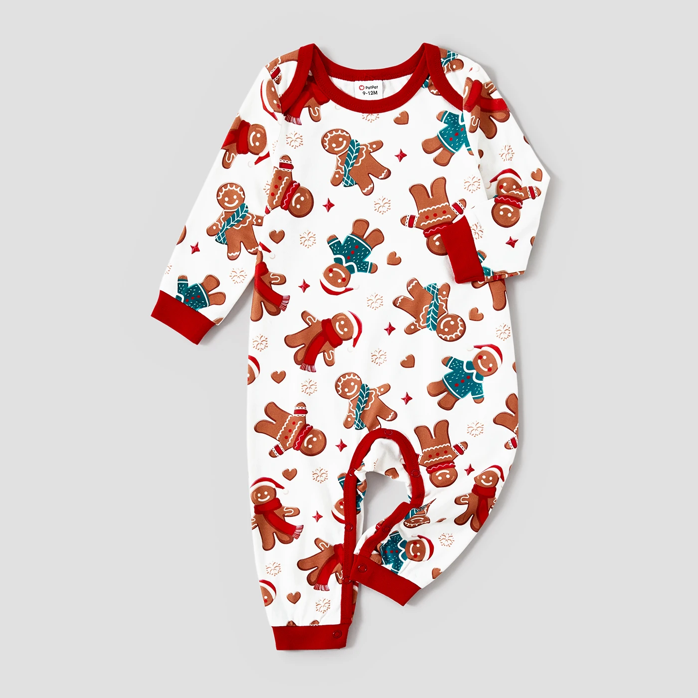 PatPat-Conjunto de pijama a juego para toda la familia, pijama con estampado navideño de hombre de jengibre, resistente al fuego