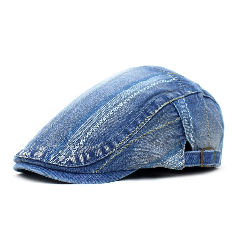 

Embroidered Fashionable Beret, Blue Denim Hat, Men's and Women's Cotton Duckbill Hat, Washed Forward Hat