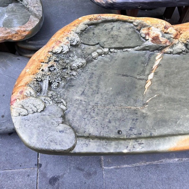 

Natural inkstone tea plate, stone tea tray, pure natural rough stone stone, household inkstone kung fu simple tea tray