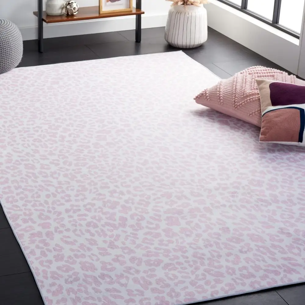

Printed Leopard Area Rug, 5' x 8', Ivory & Pink, Slip-Resistant, Suitable for Living Room, Bedroom, Home Office, Dining Area