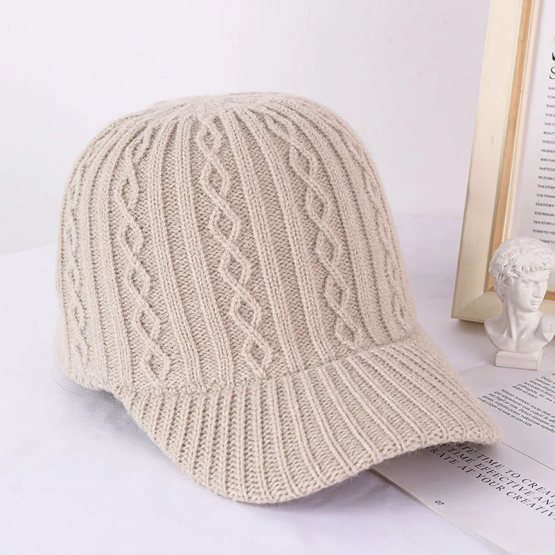 

Knitted Baseball Cap Adjustable Warm Windproof Snapback Cap For Men Women Autumn Winter Outdoor Sports Travel Skiing Dad Hats