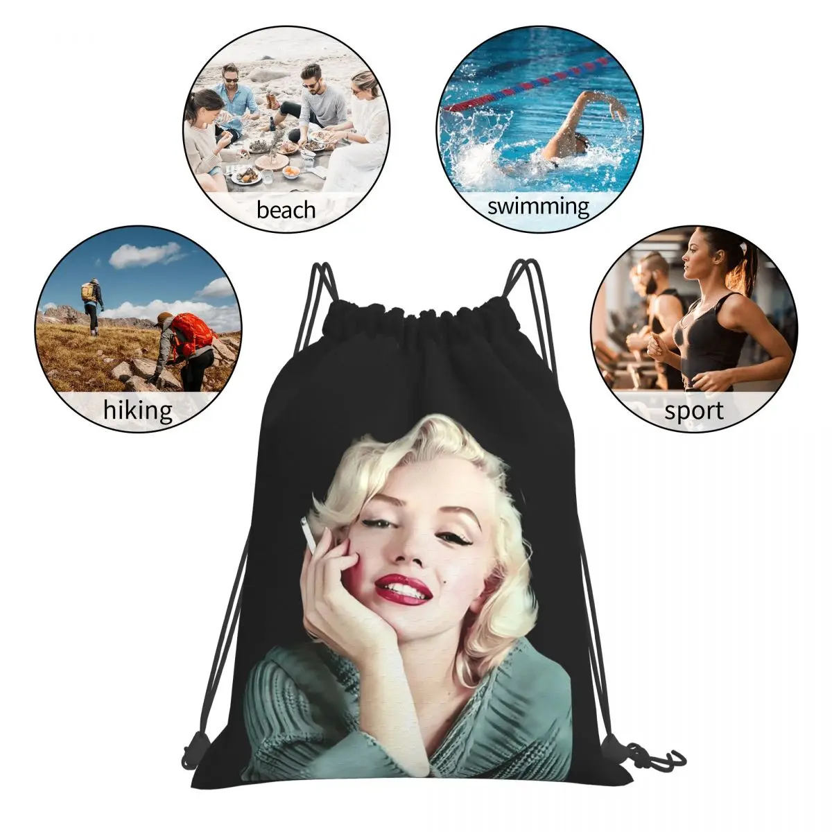 Madonna Backpacks Casual Portable Drawstring Bags Drawstring Bundle Pocket Shoes Bag BookBag For Man Woman Students