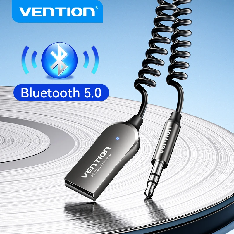 Vention Bluetooth 5.0 Aux Adapter Zestaw bezprzewodowy do głośnika samochodowego Odbiornik USB 3.5mm Jack Audio Dongle Handfree Nadajnik muzyczny