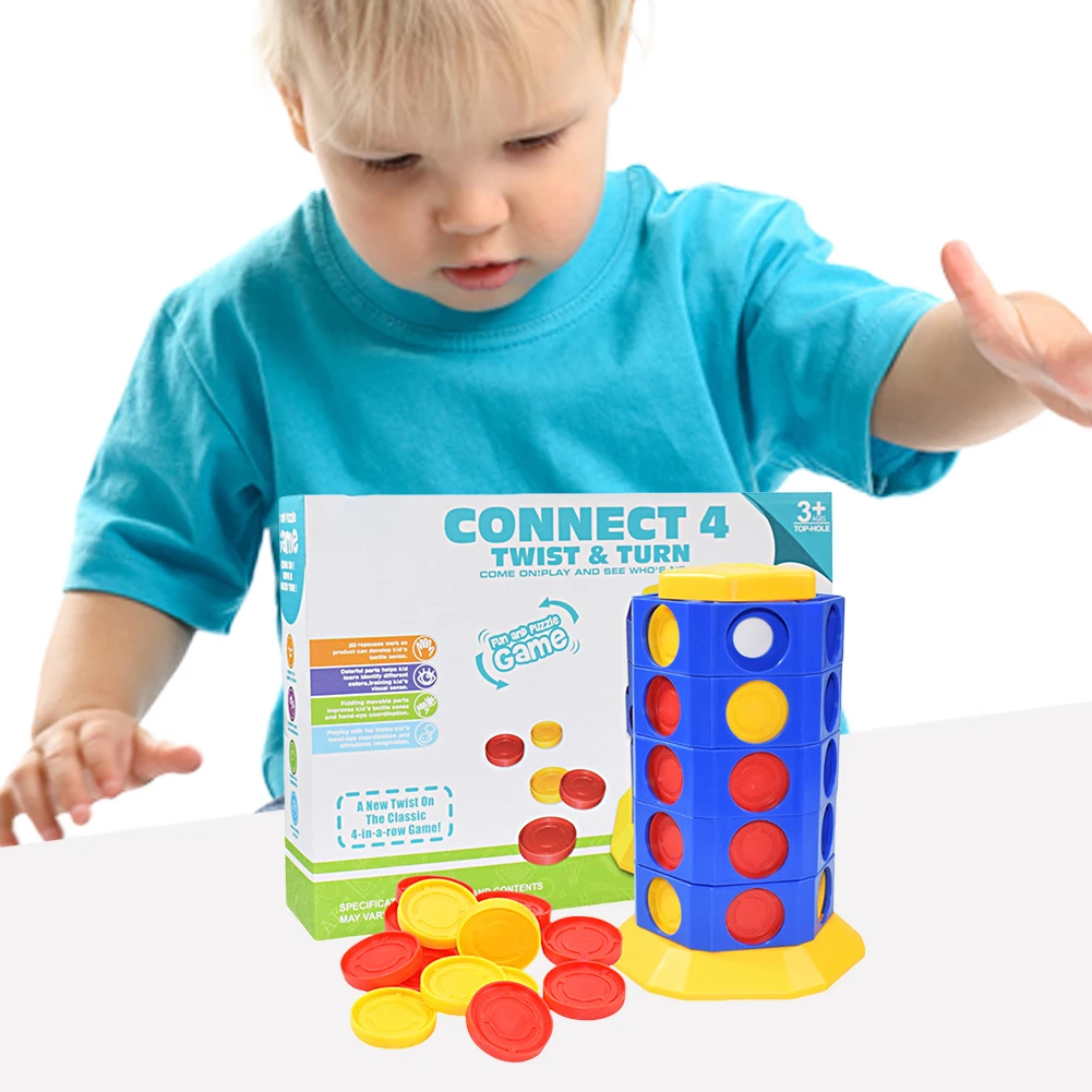 

Стратегическая игра Connect 4 Twist & Turn, цилиндрические вращающиеся семейные настольные шахматные настольные игры, 3D семейные настольные игры, игрушки для детей от 3 лет