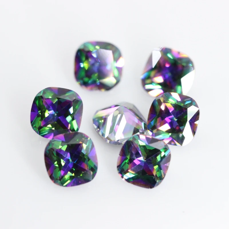 Cushion Shape Plating Color Cubic Zirconia Stone Size 4mm~10mm Loose Multiolor CZ Stones Synthetic Gems For DIY Jewelry Making