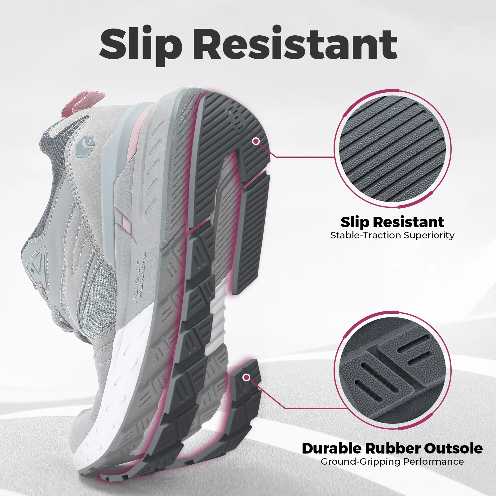 أحذية مشي واسعة من Fittington للنساء، أحذية رياضية واسعة العرض قابلة للتنفس مع دعم قوس لآلام الكعب المسطحة