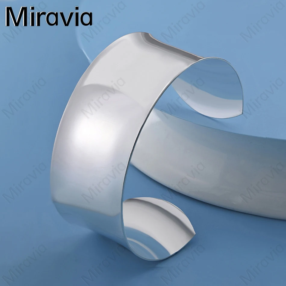 

Miravia 925 Sterling Silver Smooth Opening Adjustable Bracelet Charm Fashion Woman Engagement Jewelry