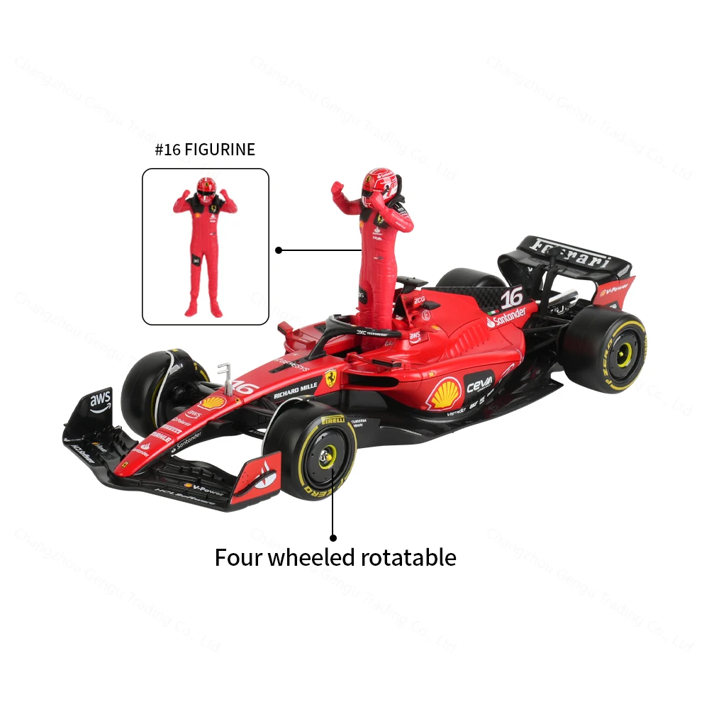 Bburago 1:24 Ferrari SF23 Racing 2023 F1 Formula Car Static Diecast Alloy Model With Plastic Driver