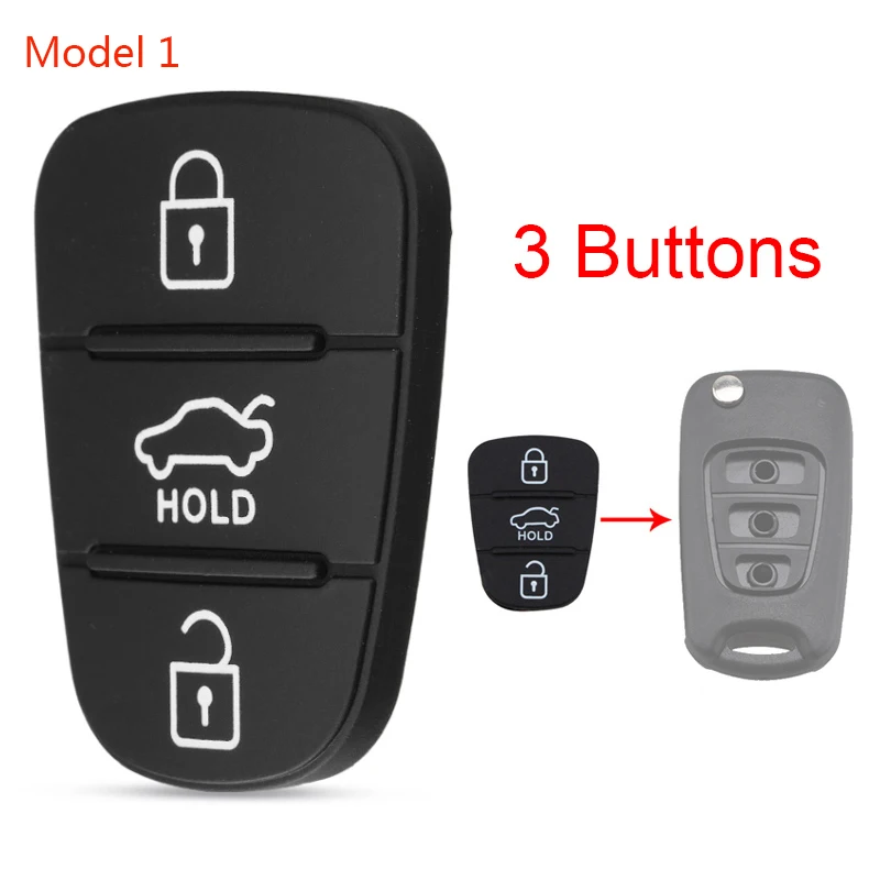 3 Buttons Remote Car Key Shell Fob Rubber Pad for Hyu-ndai Solaris Accent Tuc-son l10 l20 l30  IX35 K-ia K2 K5 Rio Car Key Case