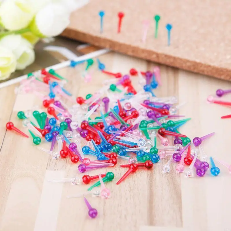 T5EA 200PCS toàn nhựa Pins Pins Thumbtacks cho trang phục làm khăn quàng cổ văn phòng