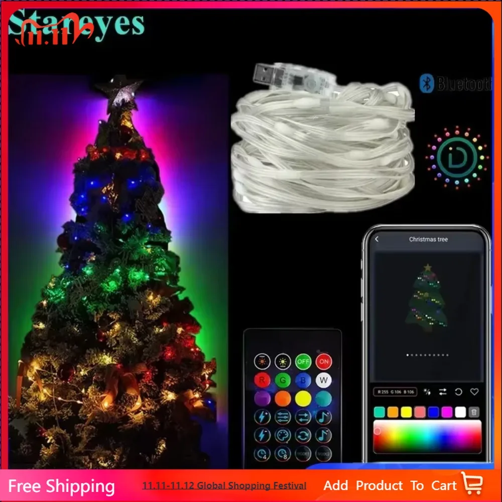 

Smart RGB USB DC5V 5m 10m 15m 20m IP65 LED String WS2812B IC Magic color Bluetooth APP IR Remote Christmas Light RGB DIY Decor