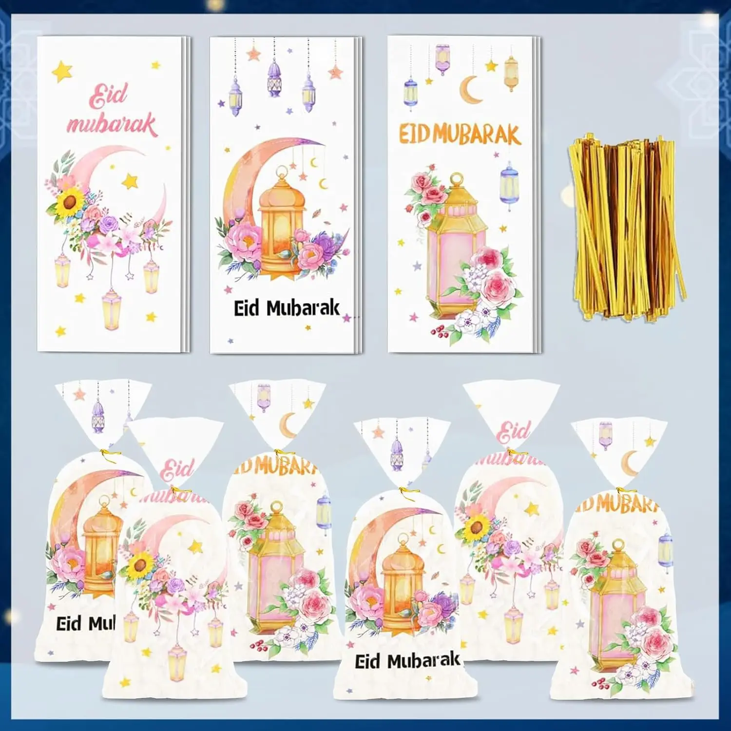 50 Teile/beutel Ramadan Cookie Taschen mit Riemen Süßigkeiten Backen Verpackung Tasche Eid Mubarak Geschenk Party Liefert Bonbons Verpackung