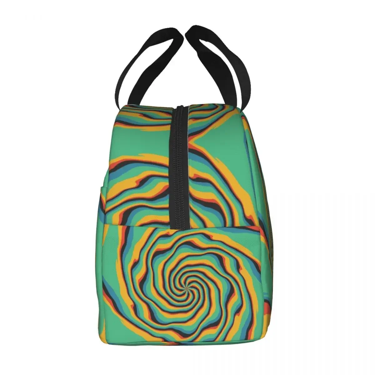 Retro Swirl Abstract Geometric Print Lunch Bag Psychedelic Aesthetic Waterproof Cooler Thermal Insulated Lunch Box Women Bags