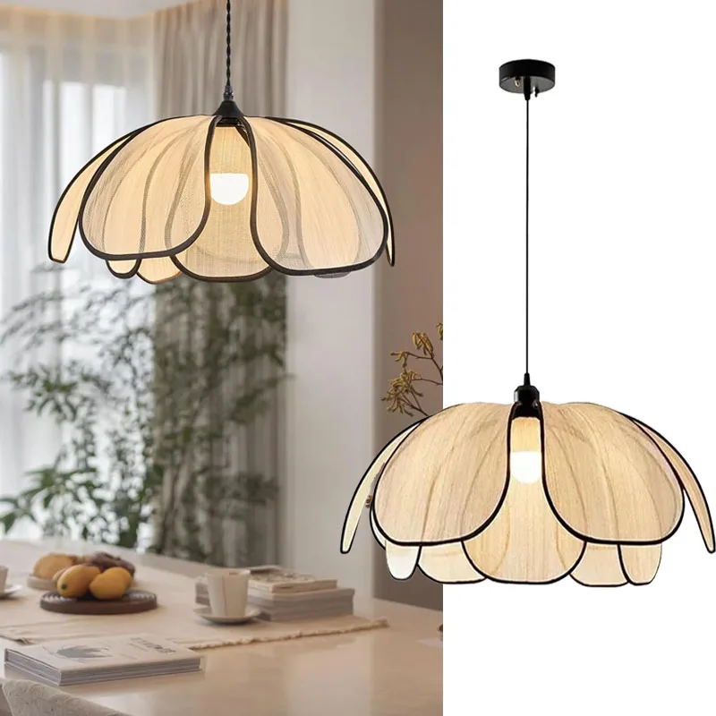 

30 50 60CM Boho Chandelier Petals Hand Woven Abaca Pendant Light Bedroom Dining Restaurant Atmosphere Lighting Cafe Lamps